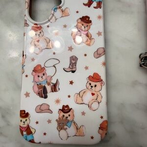 Velvet Caviar Cowboy Teddy Bear Case - Pink and White flower case